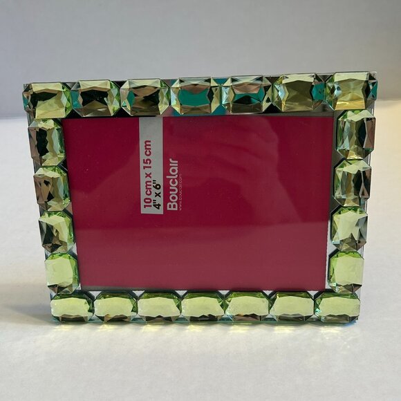Bouclair 4"x6" green bejewelled picture frame - Picture 2 of 10